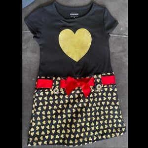 Girls dress with gold hearts, size 4T